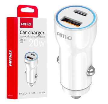 Ład. samoch. USB-A+ USB-C 20W