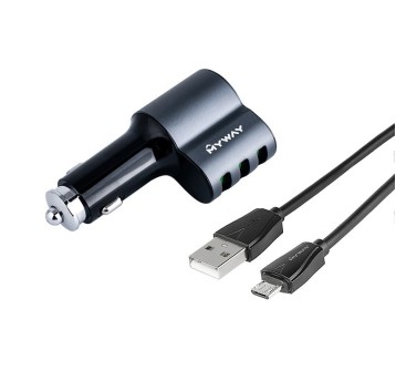 ŁADOWARKA 12/24V 3X USB AUTO-IDMAX 5.1A Z GNIAZDEM ZAPALNICZKI + KABEL USB > MICRO USB