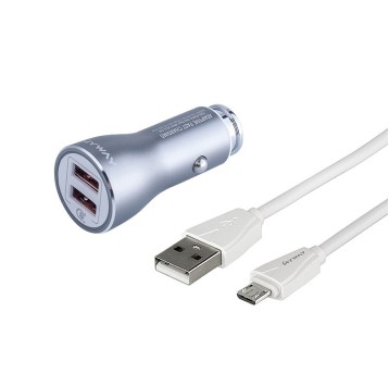 ŁADOWARKA 12/24V QC3.0 2X USBAUTO-ID, MAX 4.2A + KABEL USB > MICRO USB