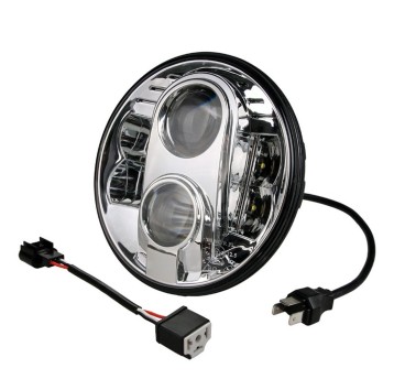 LED Headlight - round 7" 9-36V, chrome