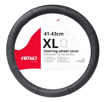 Pokrowiec skórzany nakładka na kierownicę samochodową XL 41-43cm SWC-48-XL AMIO-03548