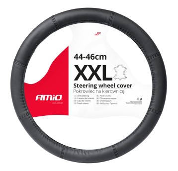 Pokrowiec skórzany nakładka na kierownicę samochodową XXL 44-46cm SWC-48-XXL AMIO-03549
