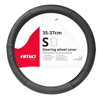 Pokrowiec skórzany perforowany nakładka na kierownicę samochodową S 35-37cm SWC-50-S AMIO-03555