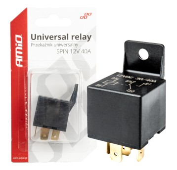 Przekaźnik samochodowy uniwersalny 5 PIN 40A 12V automat świateł dziennych AMIO-03509