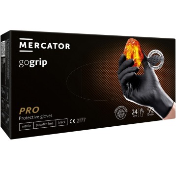 Rękawice nitrylowe czarne Mercator GoGrip Black 50 sztuk rozmiar M