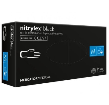 Rękawice nitrylowe czarne Mercator Nitrylex Basic rozmiar M 100 szt.