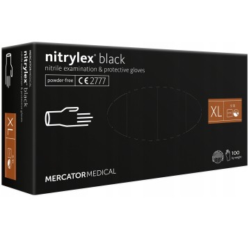 Rękawice nitrylowe czarne Mercator Nitrylex Basic rozmiar XL 100 szt.