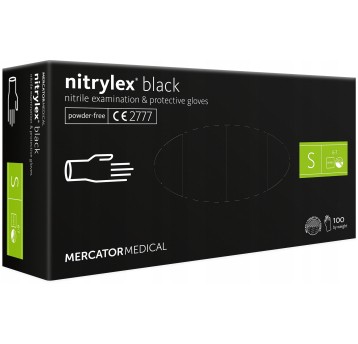 Rękawice nitrylowe czarne Mercator Nitrylex Black rozmiar S 100 szt.