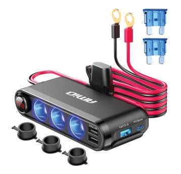 Rozdzielacz rozgałęźnik trójnik zapalniczki + woltmierz ładowarka USB USB-C 12V 24V