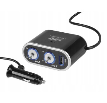 Rozgał. zapalniczki podwójny 12/24V włączniki, USB