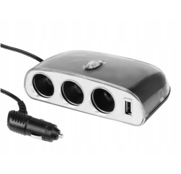 Rozgał. zapalniczki potrójny 12/24V z USB 1000mA
