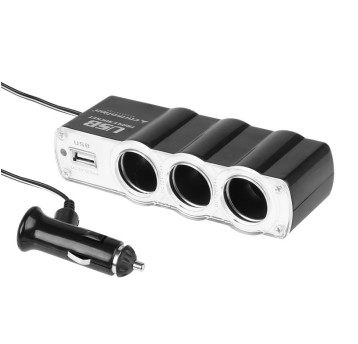 ROZGAŁĘZIACZ ZAPALNICZKI POTRÓJNY 12/24V Z USB