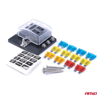 Skrzynka bezpiecznikowa ceramiczna 6 gniazd + bezpieczniki AMIO-03039