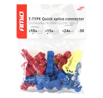 Szybkozłączki elektryczne konektory Typ-T 30 szt. mix AMIO-02347