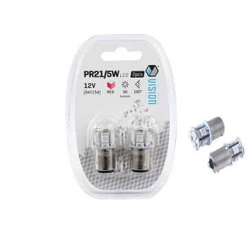 VISION PR21/5W BAY15d 12V 8x5050, czerwona, 2szt