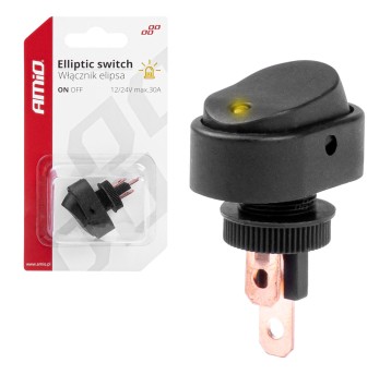 Włącznik przełącznik elipsa z podświetleniem 12V 24V AMIO-03088
