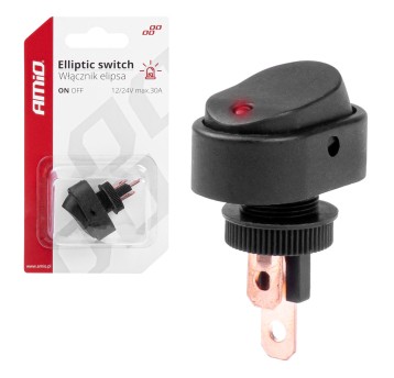 Włącznik przełącznik elipsa z podświetleniem 12V 24V AMIO-03089