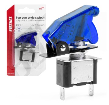 Włącznik przełącznik TOP GUN podświetlenie niebieskie AMIO-03096