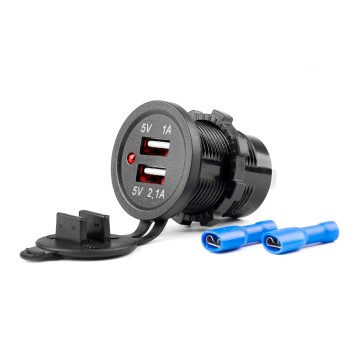 Wodoodporna ładowarka z gniazdami 2x USB 12V 24V MOD-03