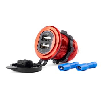 Wodoodporna ładowarka z gniazdami 2xUSB 12V 24V MOD-10