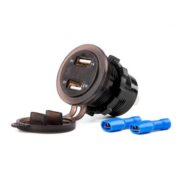 Wodoodporna ładowarka z gniazdami i testerem napięcia 2x USB 12V 24V MOD-06