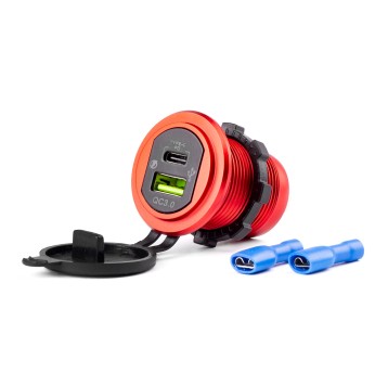 Wodoodporna ładowarka z gniazdami USB + USB-C 12V 24V MOD-09