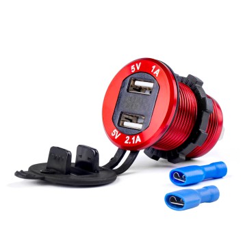 Wodoodporna ładowarka z testerem napięcia 2x USB 12V 24V MOD-11