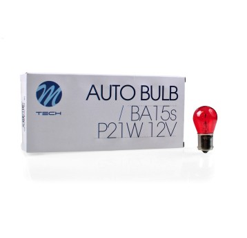 Żarówka M-TECH P21W S25 12V 21W BA15S RED