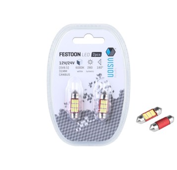 &Żarówka VISION Festoon SV8.5 31mm 12/24V 12x 4014