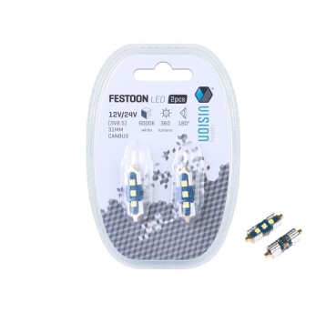 &Żarówka VISION Festoon SV8.5 31mm 12/24V 3x 3030