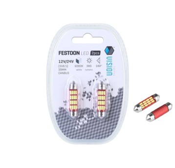Żarówka VISION Festoon SV8.5 36mm, 12/24V 12x 4014