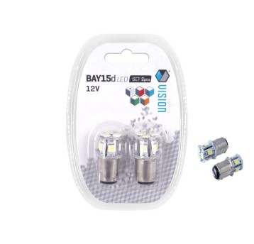 ŻARÓWKA VISION P21/5W BAY15D 12V 8X 5050 SMD LED, BIAŁA, 2 SZT.