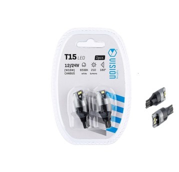 ŻARÓWKA VISION W16W (T15) 12/24V 4X 3020 SMD LED, NONPOLAR, CANBUS, BIAŁA, 2 SZT.