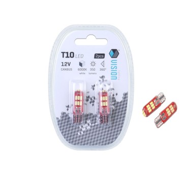 ŻARÓWKA VISION W5W (T10) 12V 15X 3014SMD LED, CANBUS, SILIKONOWA OPRAWKA, BIAŁA, 2 SZT.