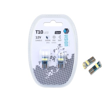 ŻARÓWKA VISION W5W (T10) 12V 15X 4014 SMD LED, NONPOLAR, CANBUS, BIAŁA, 2 SZT.