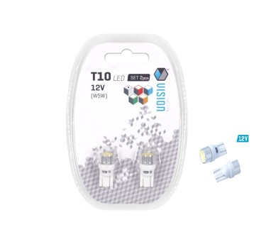 ŻARÓWKA VISION W5W (T10) 12V 1X HP LED, ALUMINIOWA OPRAWKA, BIAŁA, 2 SZT.