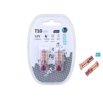 ŻARÓWKA VISION W5W (T10) 12V 27X 4014 SMD LED, CANBUS, BIAŁA, 2 SZT.