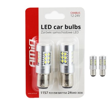 Żarówki LED CAN 3030 24SMD BAY15D P21/5W White