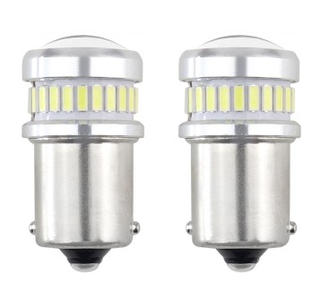 Żarówki LED CANBUS 3014 24SMD + 3030 6SMD BA15S P21W R10W R5W White 12V 24V AMIO-02448