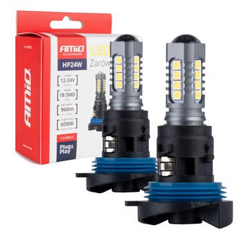 Żarówki LED CANBUS 3030 18SMD HP24W White 12V 24V AMIO-02803