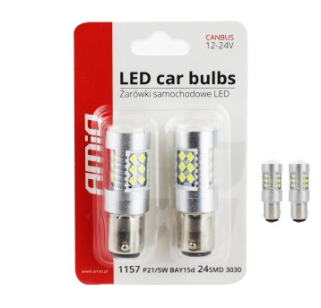Żarówki LED CANBUS 3030 24SMD 1157 BAY15D P21/5W White 12V/24V