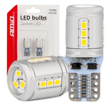 Żarówki LED CANBUS T10e W5W 15x2016 SMD White 12V 24V