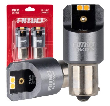 Żarówki LED FULL CANBUS PRO PY21W 4x3030 SMD pomarańczowe 12V 24V