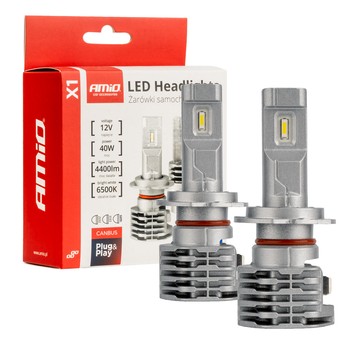 Żarówki samochodowe LED seria X1 H7 6500K Canbus AMIO-02966