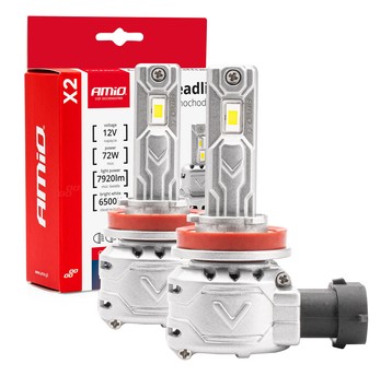 Żarówki samochodowe LED seria X2 H8 H9 H11 H16 6500K Canbus AMIO-02974