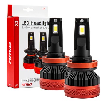 Żarówki samochodowe LED seria X3 H8 H9 H11 H16 6500K Canbus AMIO-02981