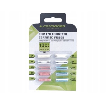 Zestaw Bezpieczniki płytkowe Cylindyczne, 10szt