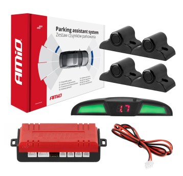 Zestaw czujników parkowania cofania LED COB 4 sensory czarne 19 mm TRUCK BUS AMIO-02286
