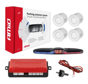 Zestaw czujników parkowania czujniki cofania MAX LED 4 sensory białe AMIO-02289