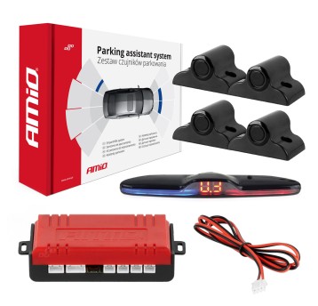 Zestaw czujników parkowania czujniki cofania MAX LED 4 sensory czarne 19 mm TRUCK AMIO-02292